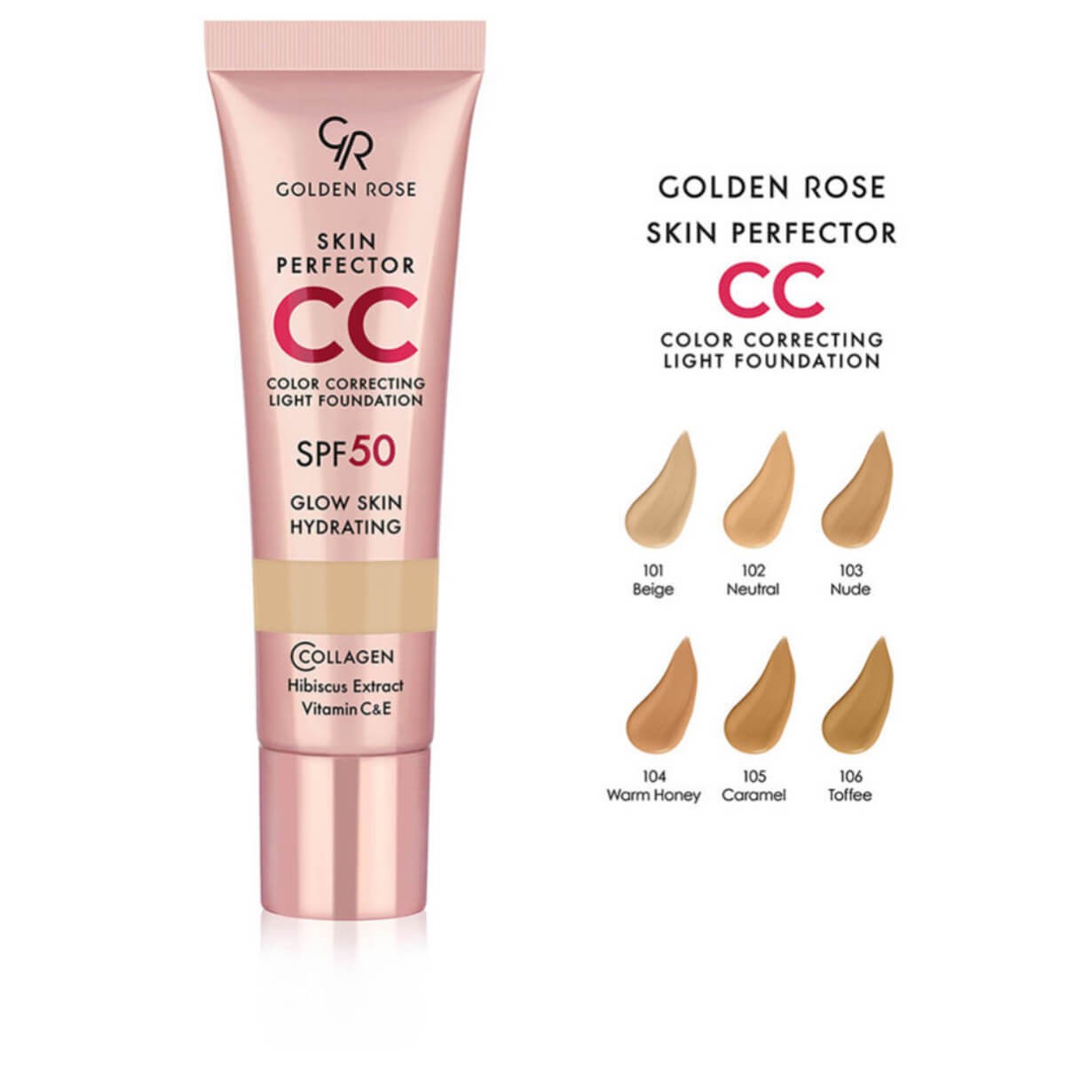 Skin perfector CC light foundation 104 warm honey Golden Rose