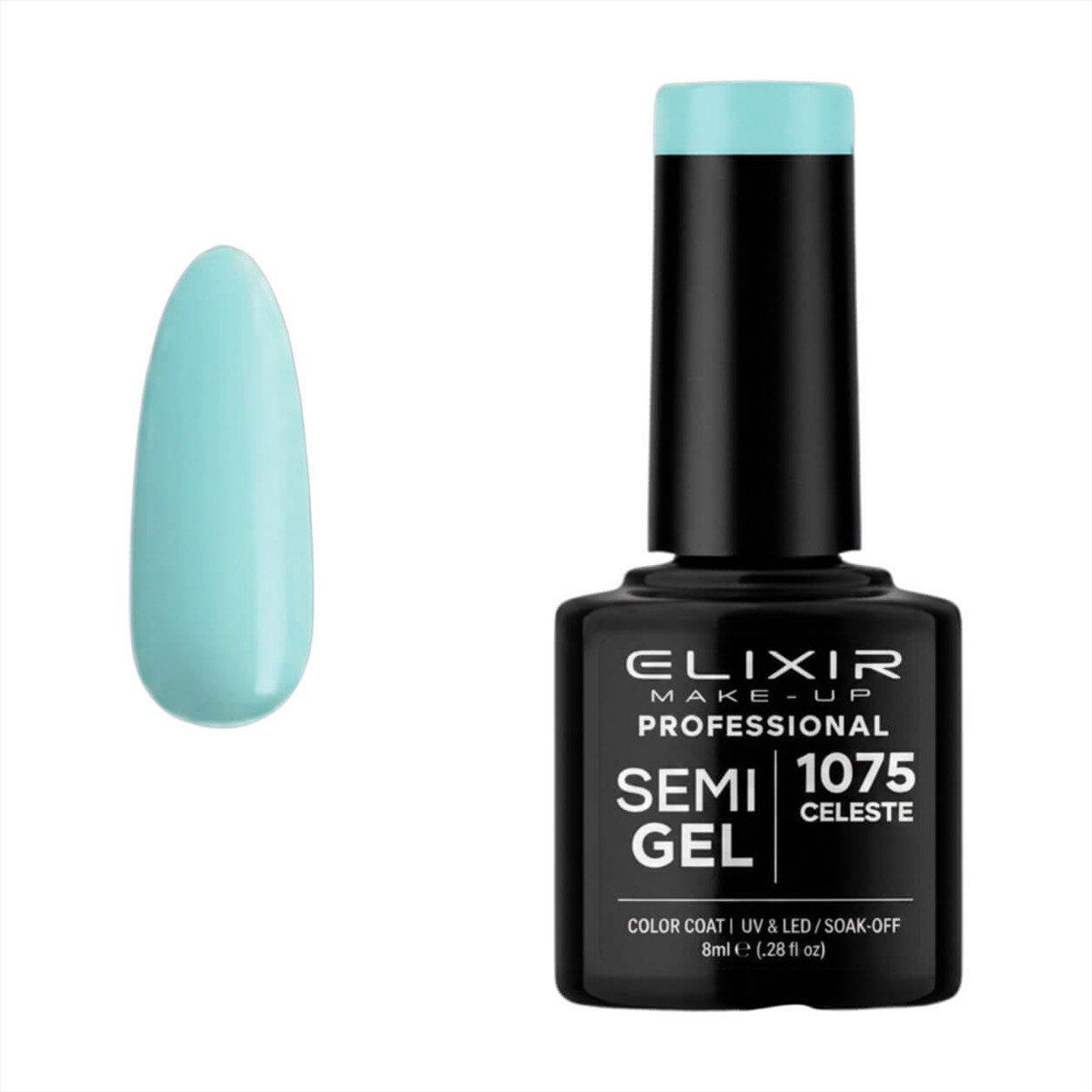 Ημιμόνιμο βερνίκι semigel 1075 celeste 15ml Elixir