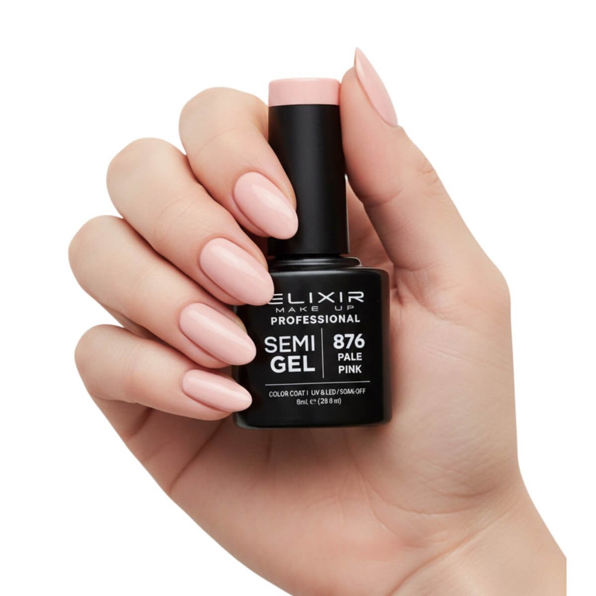 Ημιμόνιμο βερνίκι semigel 876 pale pink 8ml Elixir