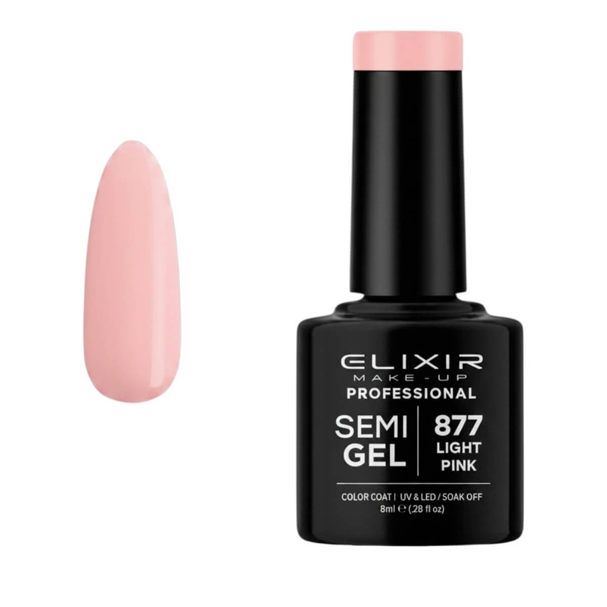 Ημιμόνιμο βερνίκι semigel 877 light pink 8ml Elixir