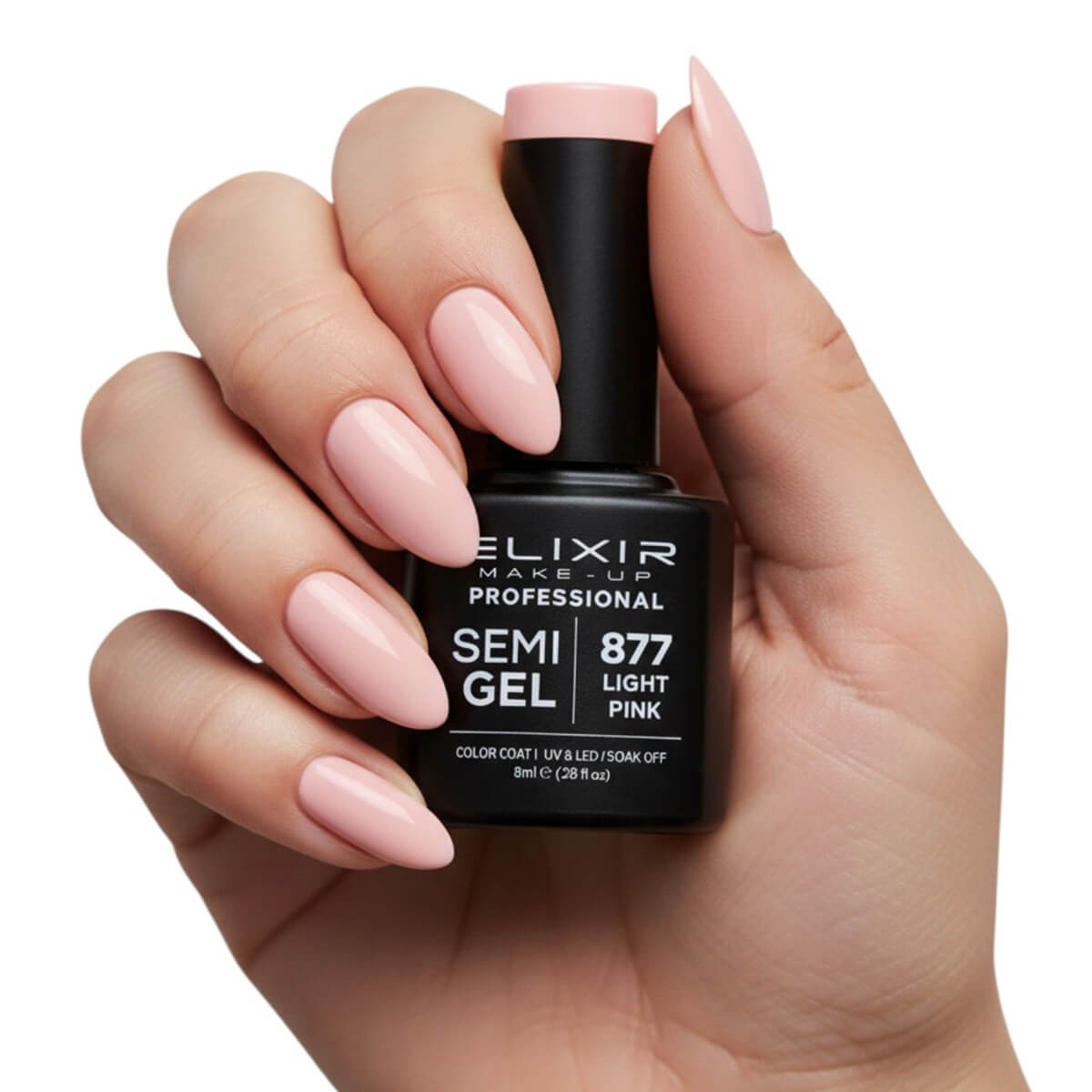 Ημιμόνιμο βερνίκι semigel 877 light pink 8ml Elixir