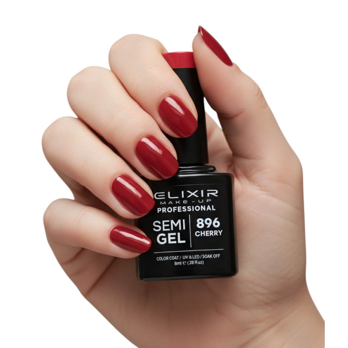 Ημιμόνιμο βερνίκι semigel 896 cherry 8ml Elixir
