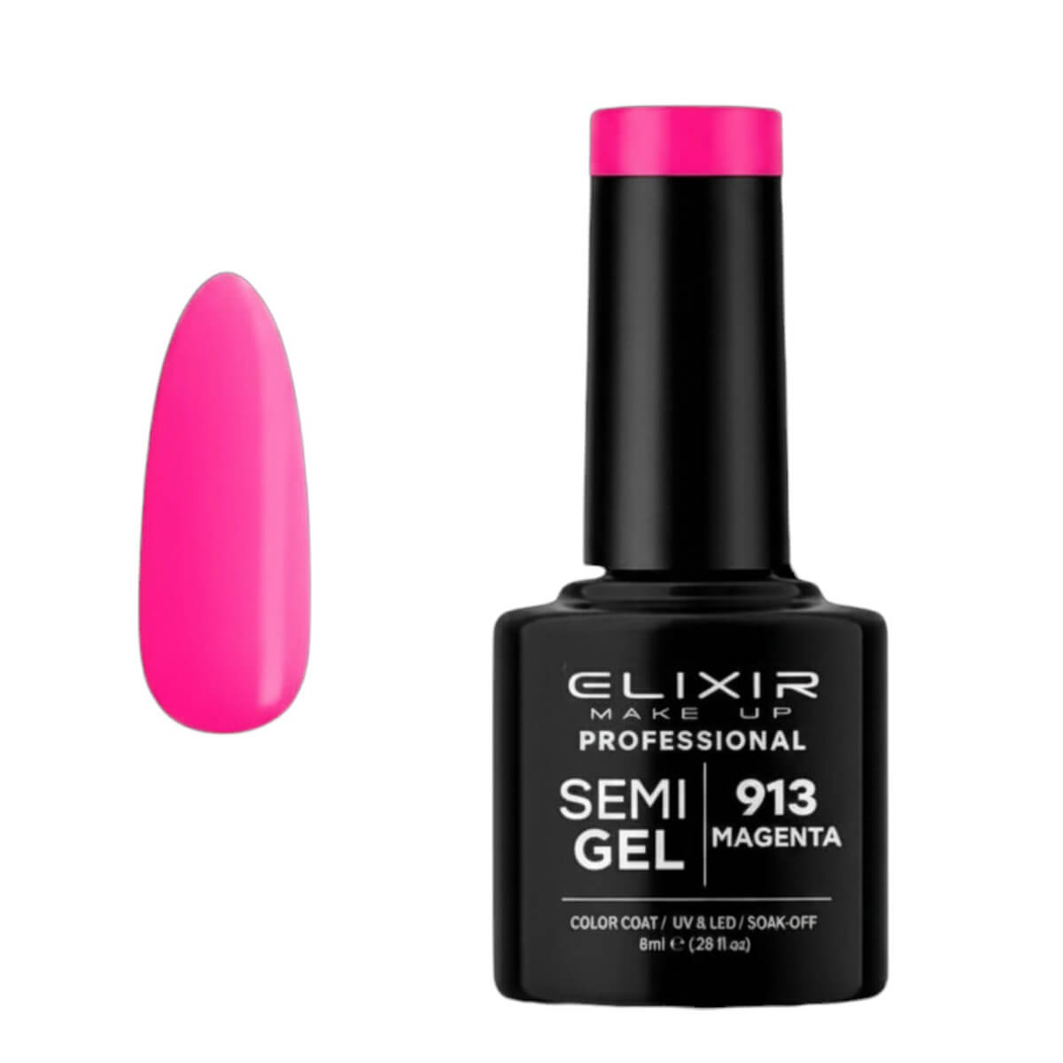 Ημιμόνιμο βερνίκι semigel 913 magenta 15ml Elixir