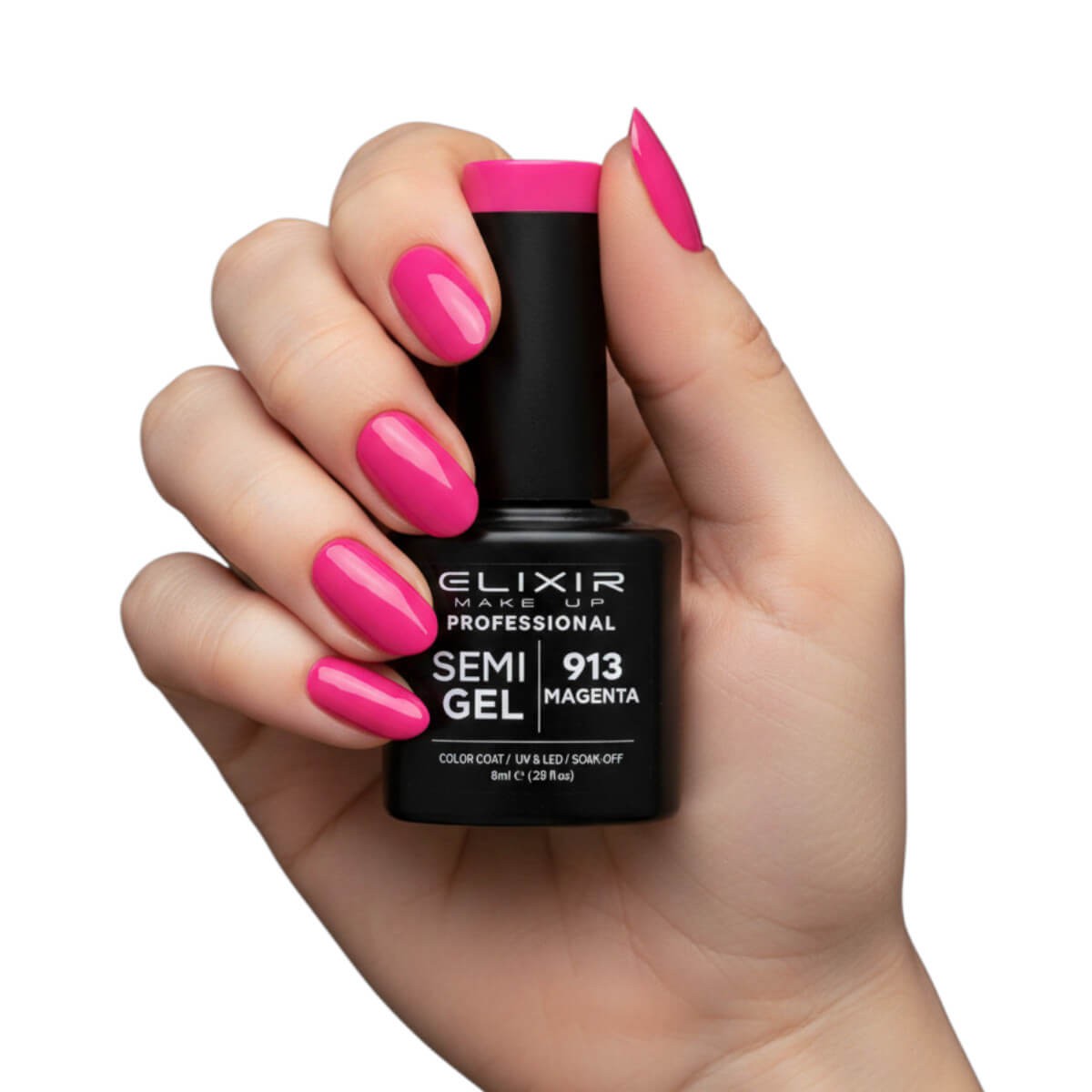 Ημιμόνιμο βερνίκι semigel 913 magenta 15ml Elixir