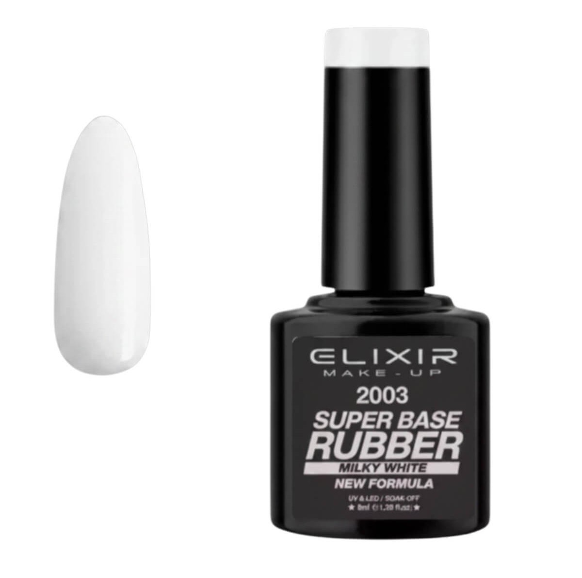 Semi-permanent gel polish super rubber base 2003 milky white 8ml Elixir