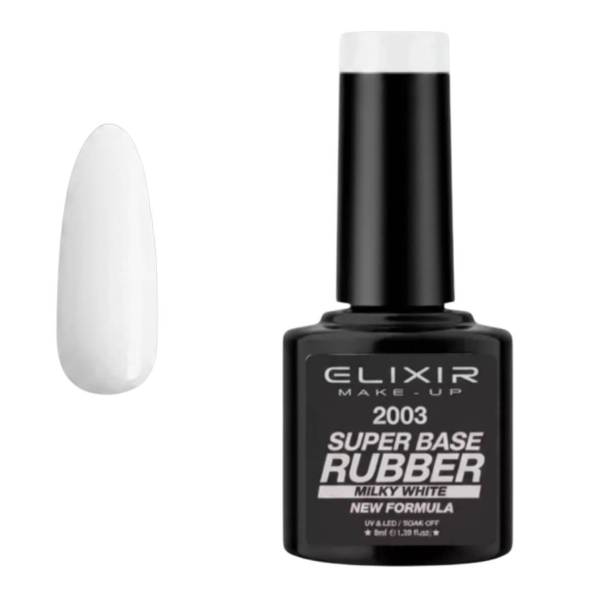 Semi-permanent gel polish super rubber base 2003 milky white 8ml Elixir