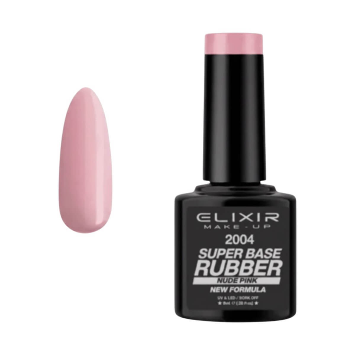 Semi-permanent gel polish super rubber base 2004 nude pink 8ml Elixir