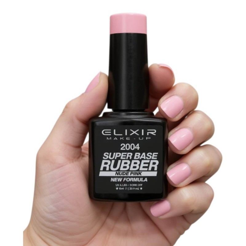 Ημιμόνιμο βερνίκι super rubber base 2004 nude pink 8ml Elixir