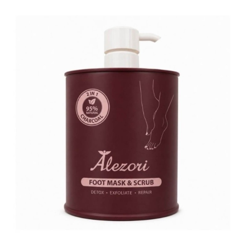Foot mask & scrub charcoal 650ml Alezori