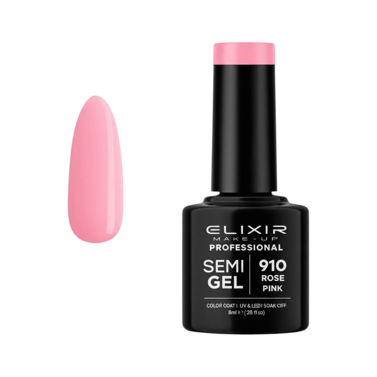 Ημιμόνιμο βερνίκι semigel 910 rose pink 8ml Elixir
