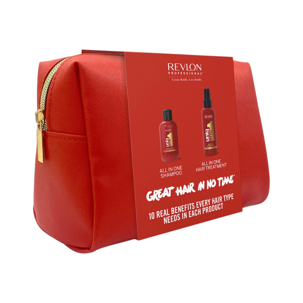 Pouch set all in one hair treatment & shampoo Revlon