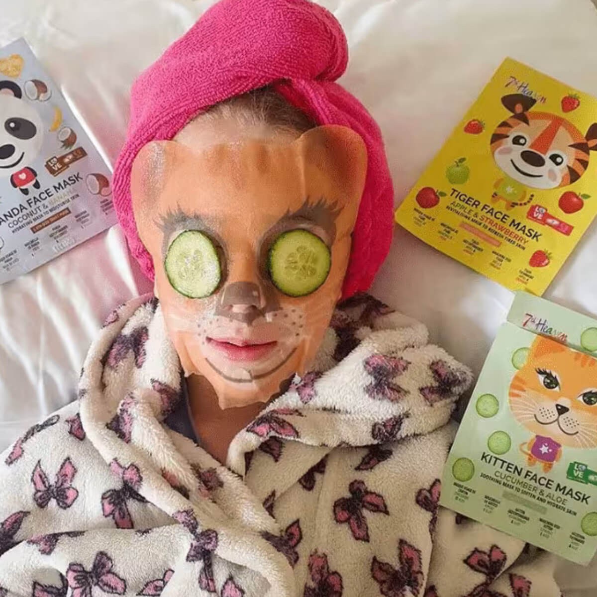 Παιδική μάσκα ομορφιάς Kitten Face Mask Cucumber & Aloe 25gr 7th Heaven