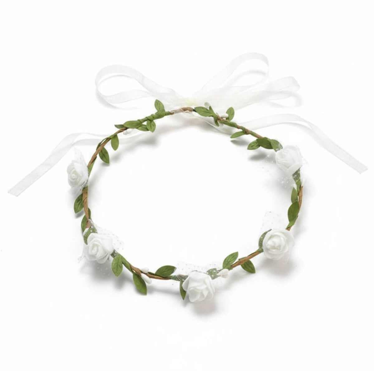 White rose flower crown