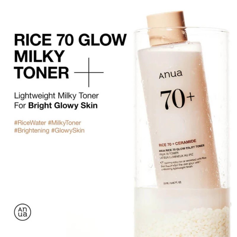 Rice 70+ ceramide glow milky toner 250ml Anua