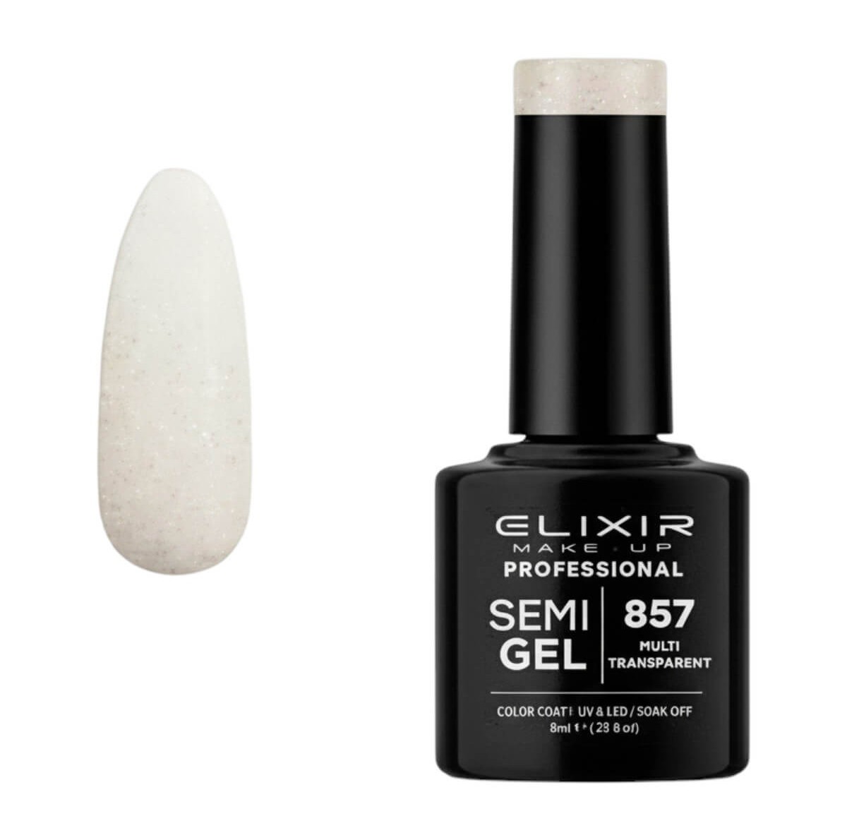 Ημιμόνιμο βερνίκι semigel 857 multi transparent 8ml Elixir