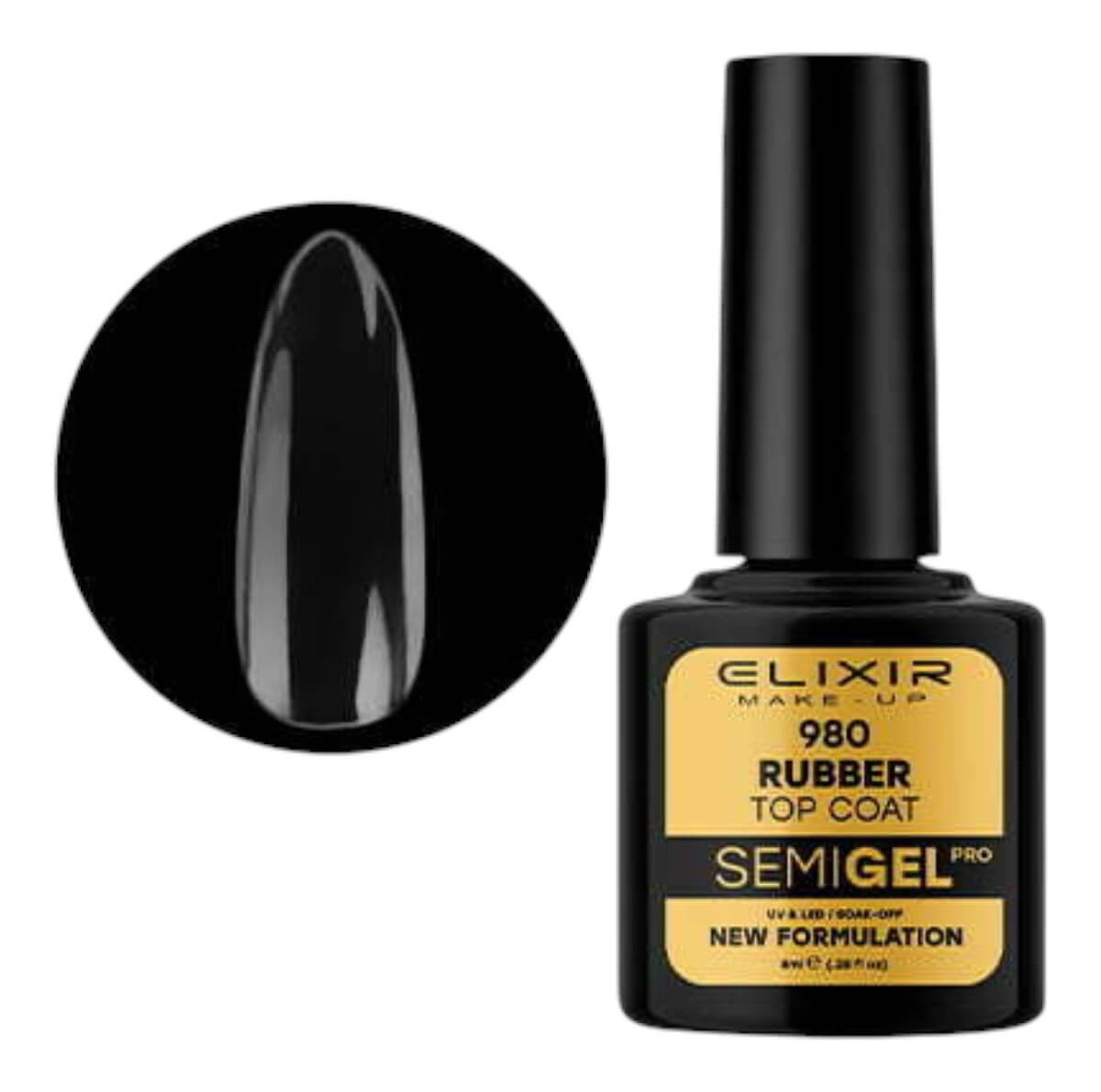 Semi-permanent gel polish semigel 980 Rubber Top Coat 8ml Elixir