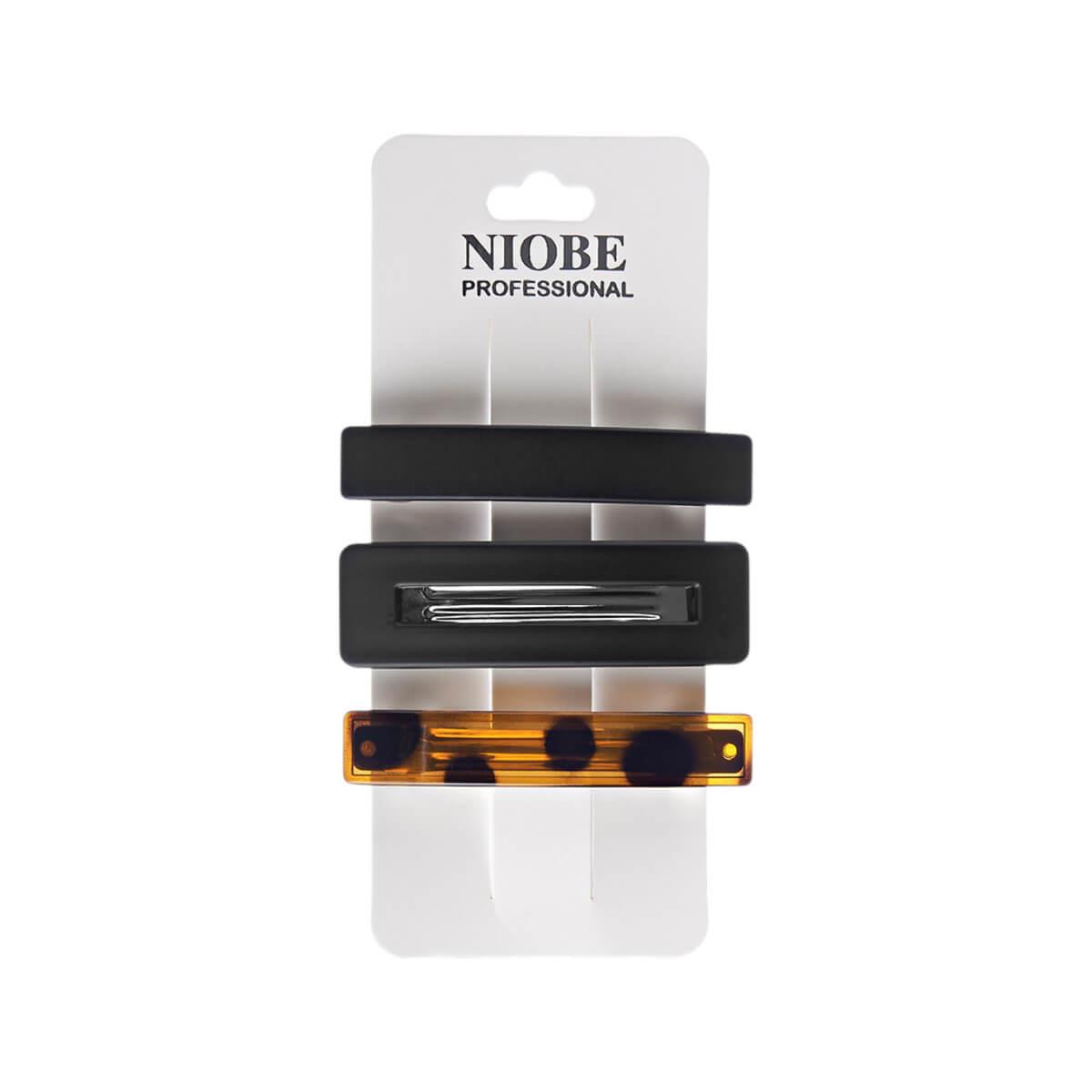 Σετ μπαρέτες μαλλιών μαύρο & ταρταρούγα 3pcs Niobe