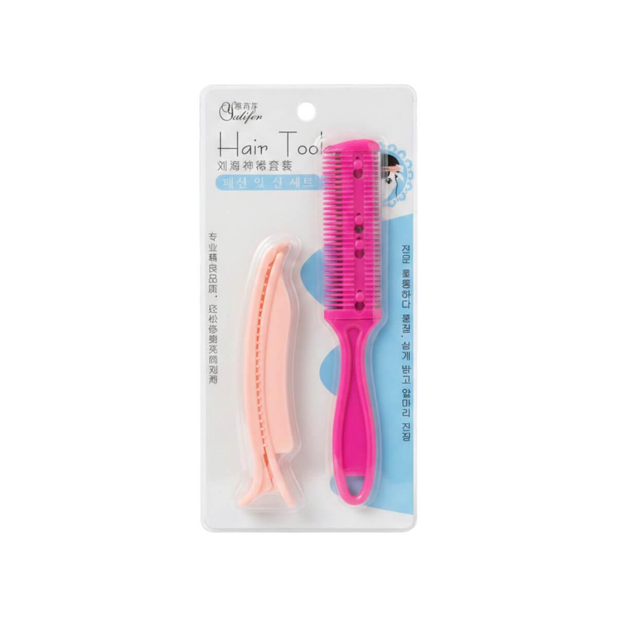 Hair cutting razor comb set for bangs & guide clip