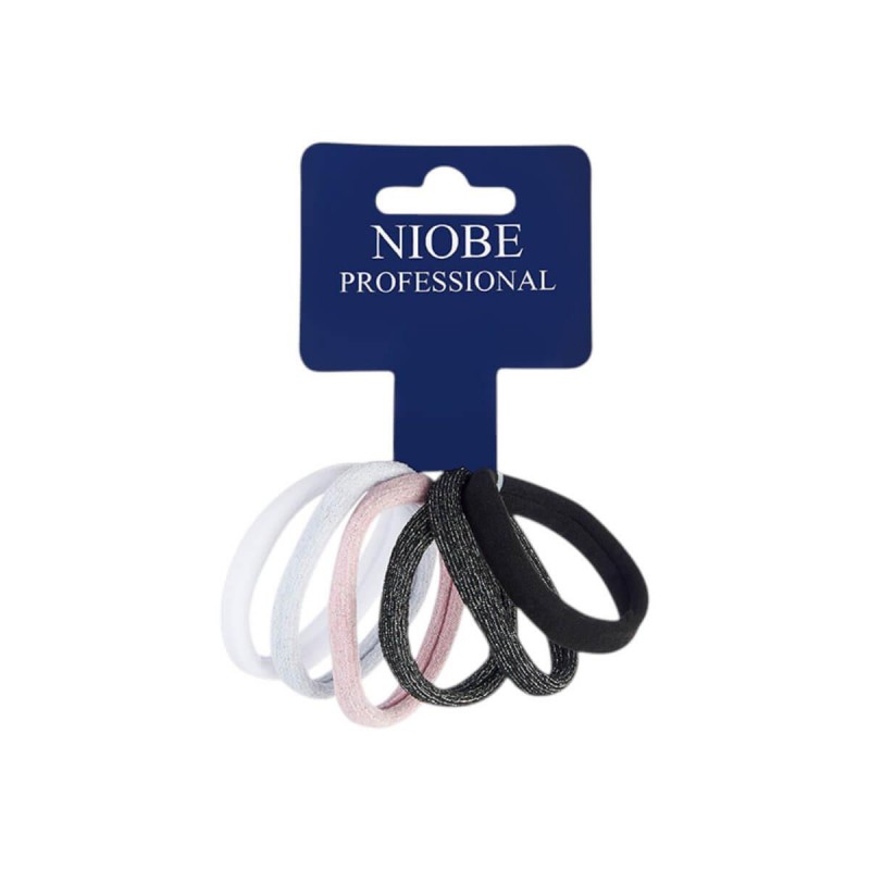 Λαστιχάκια μαλλιών με ασημί πλέξη 6pcs Niobe