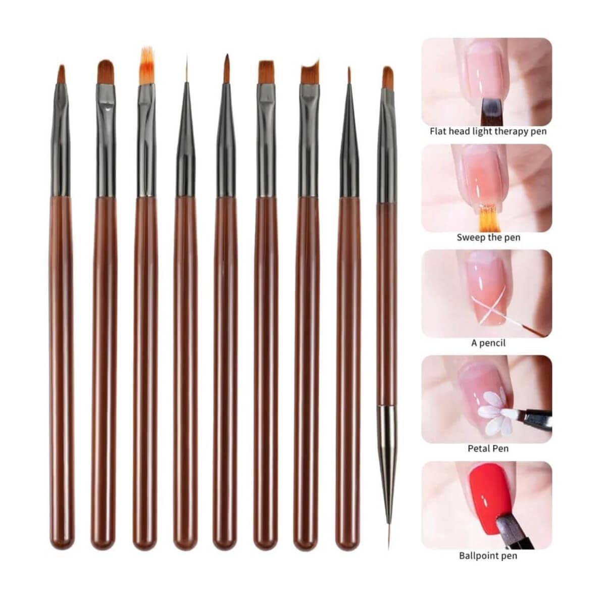 Πινέλα Νυχιών Nail Art Σετ 9pcs Beauty Salon