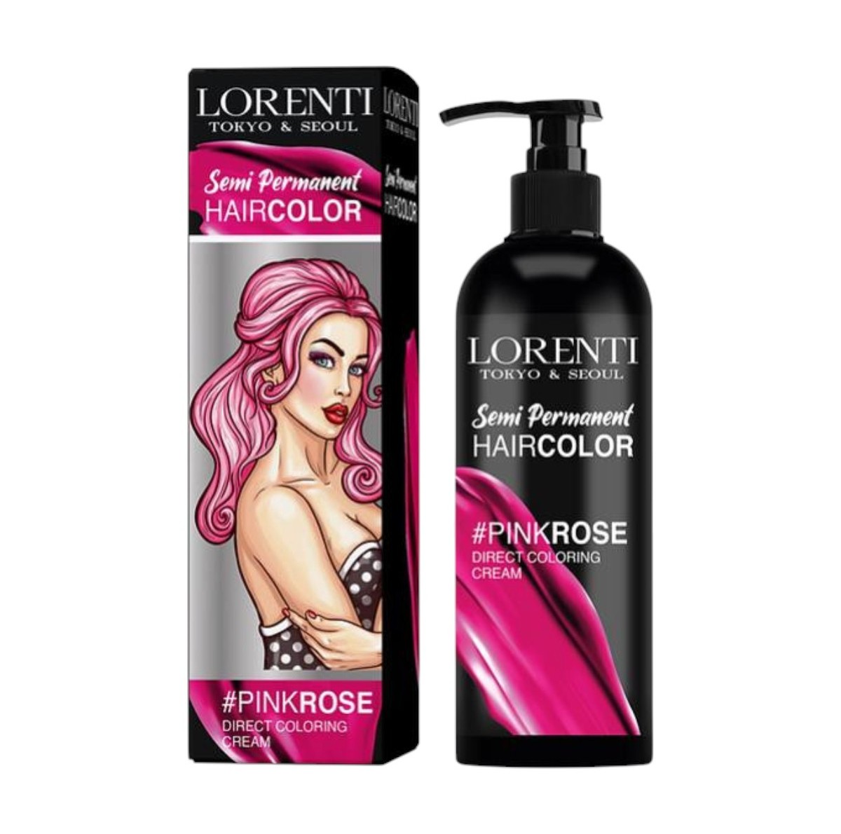 Haircolor Pink - Semi-Permanent Hair Dye 200ml Lorenti