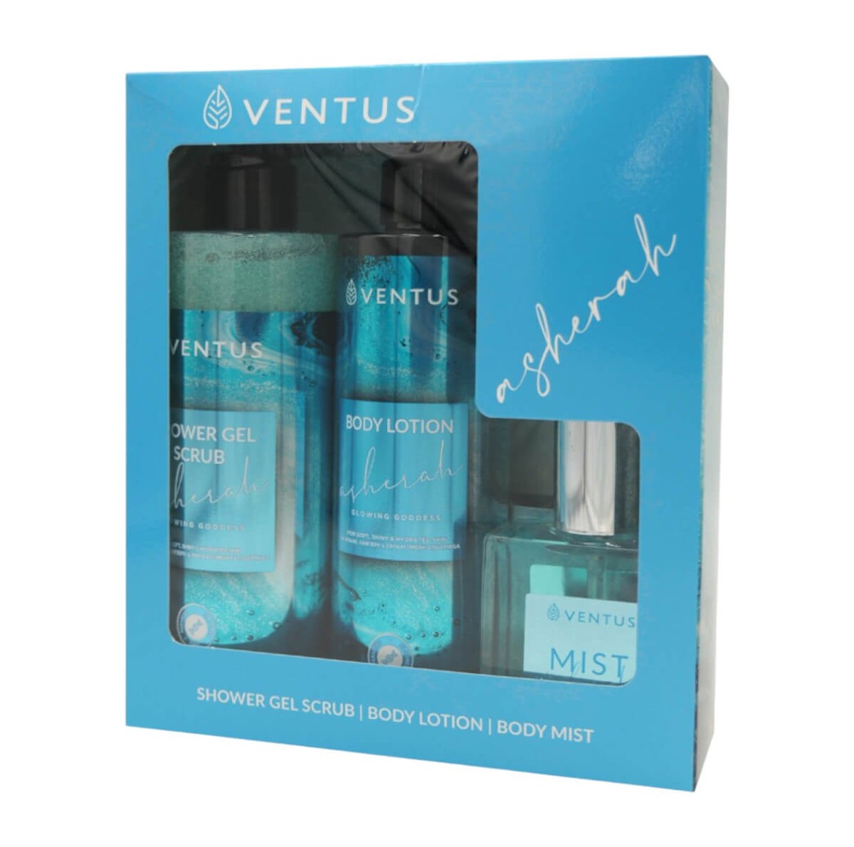 Shower gel, body lotion & body mist set asherah Ventus