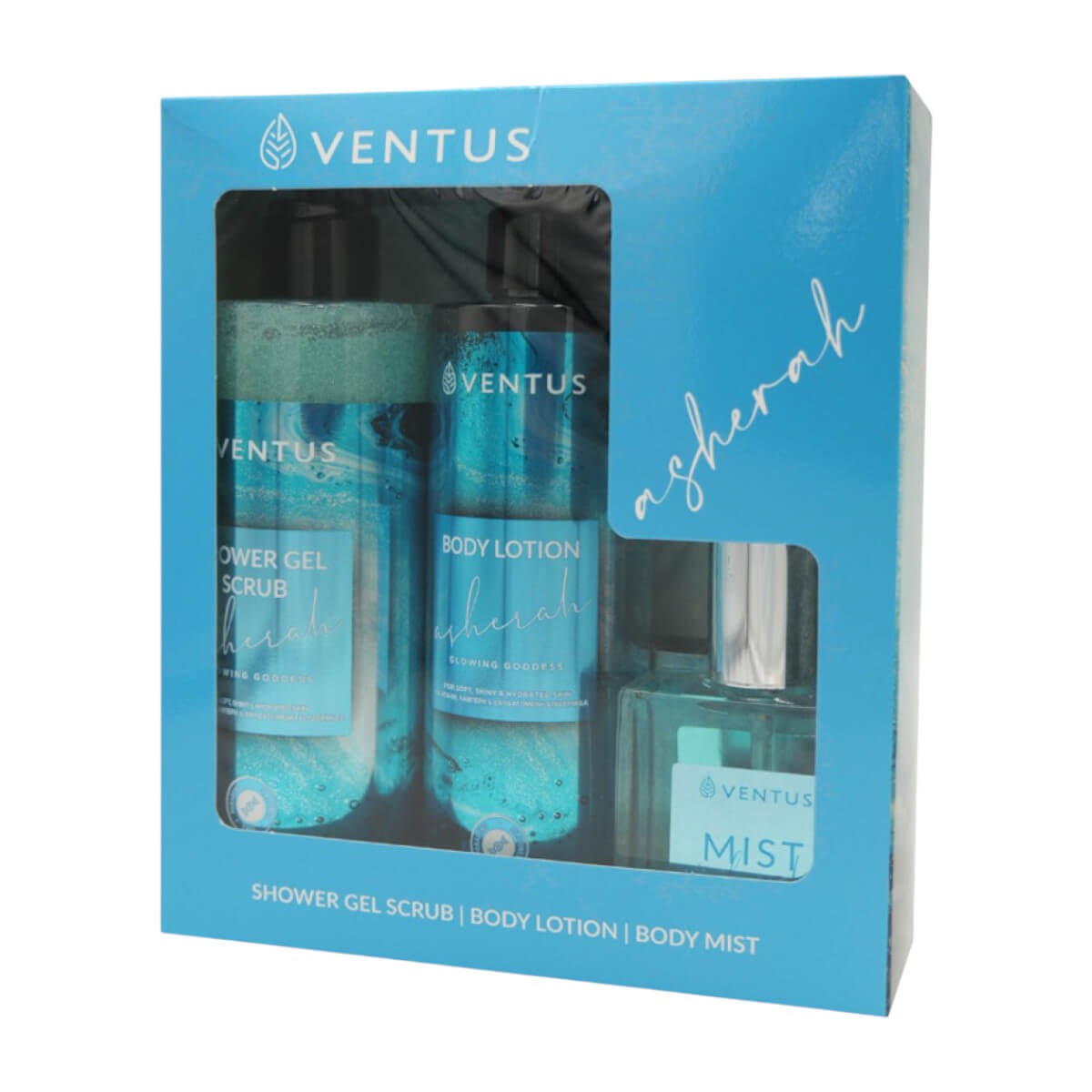 Shower gel, body lotion & body mist set asherah Ventus