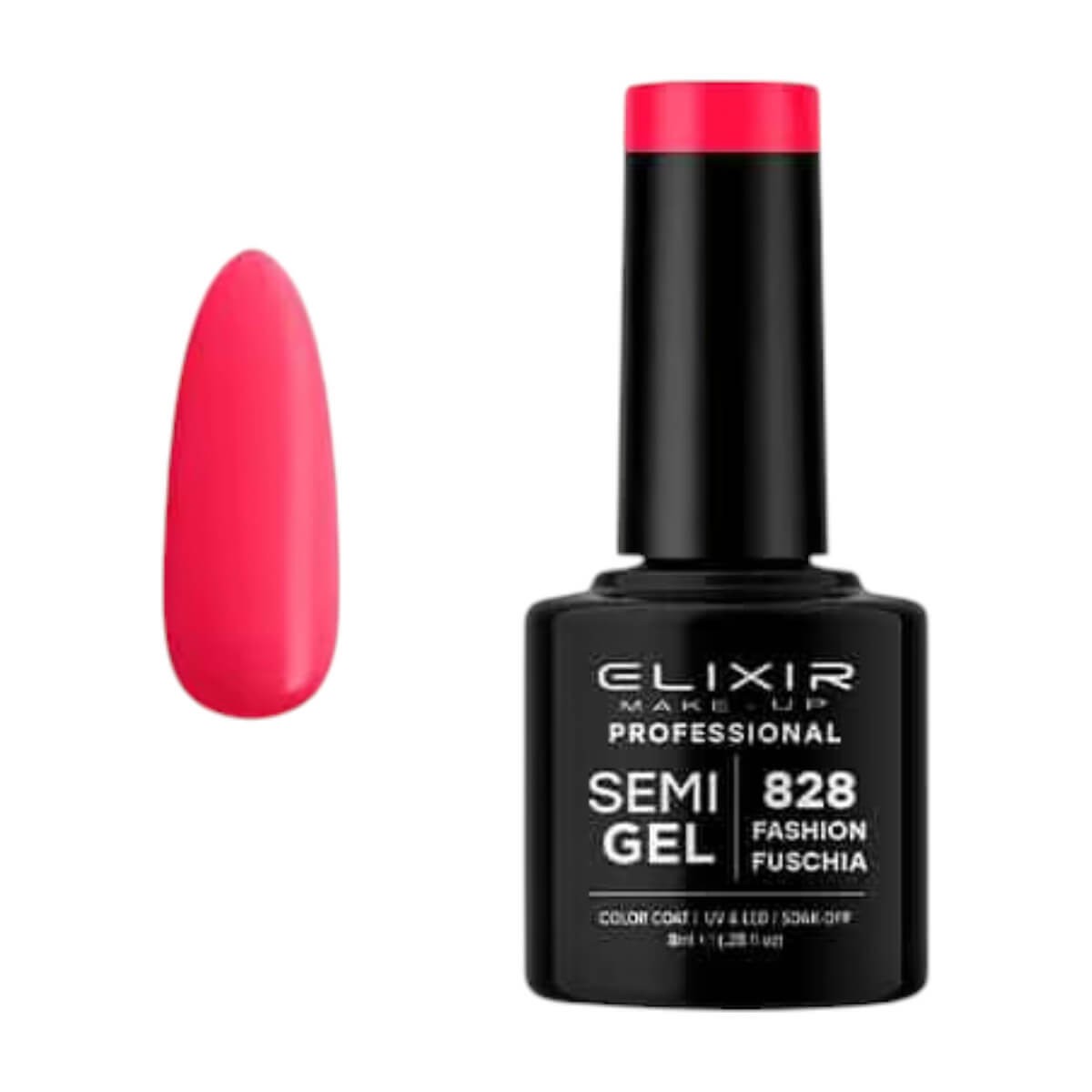 Ημιμόνιμο βερνίκι semigel 828 fashion fuschia 8ml Elixir