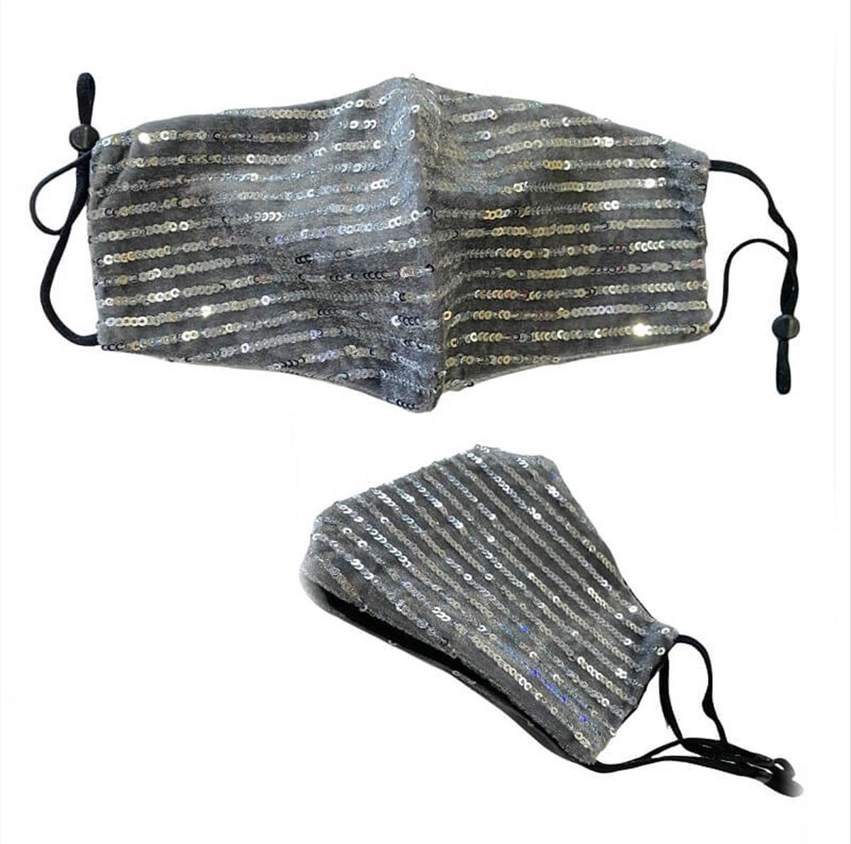 Reusable Face Mask Silver Velvet Tinsel