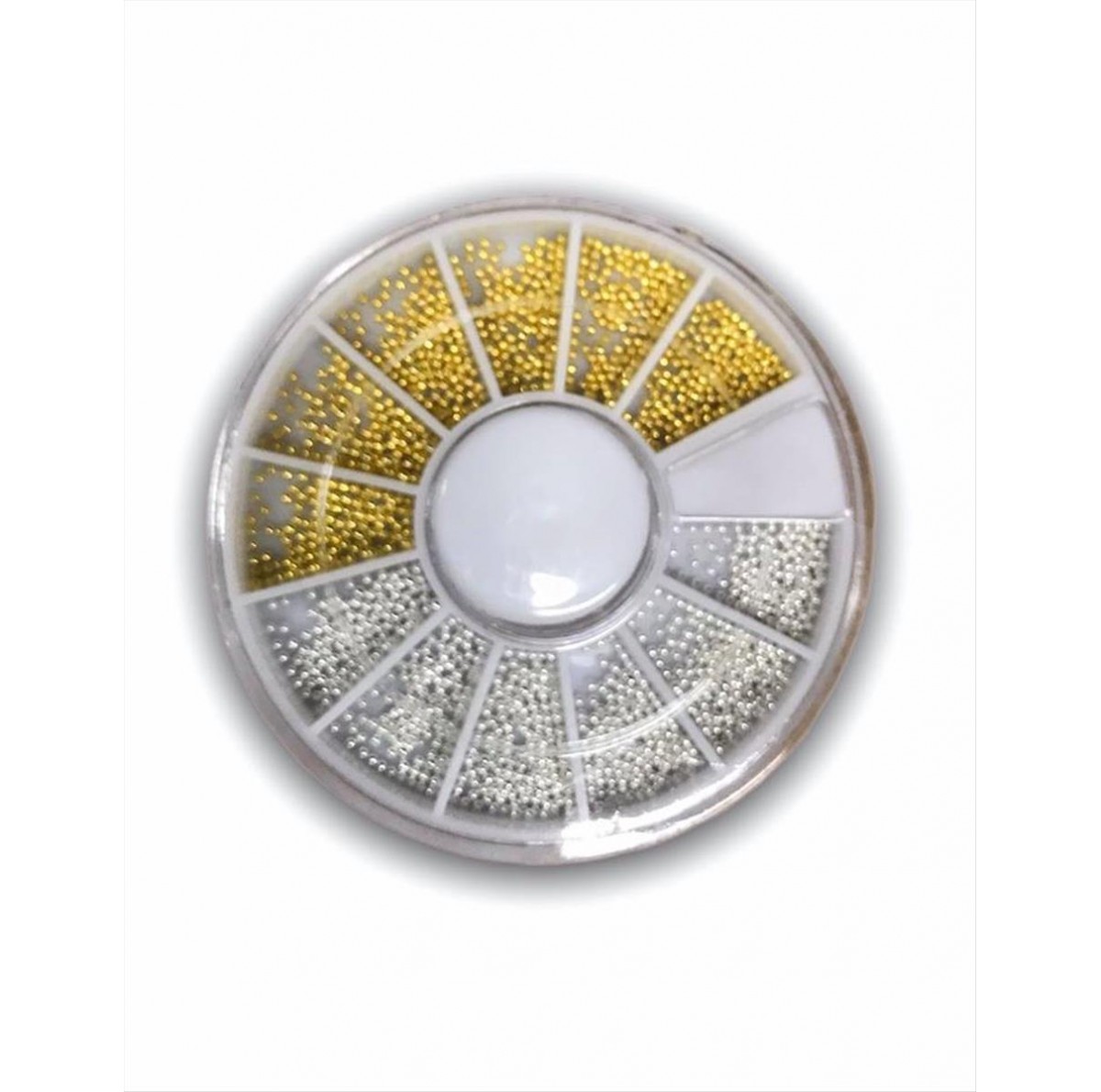 Decorative carusel  nail caviar in gold and silver