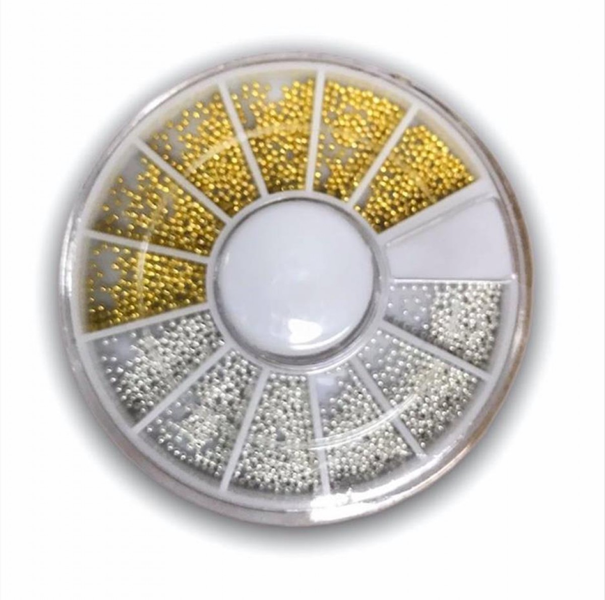 Decorative carusel  nail caviar in gold and silver