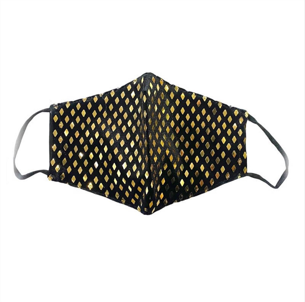 Protection Face Mask Black-Gold Rhombus