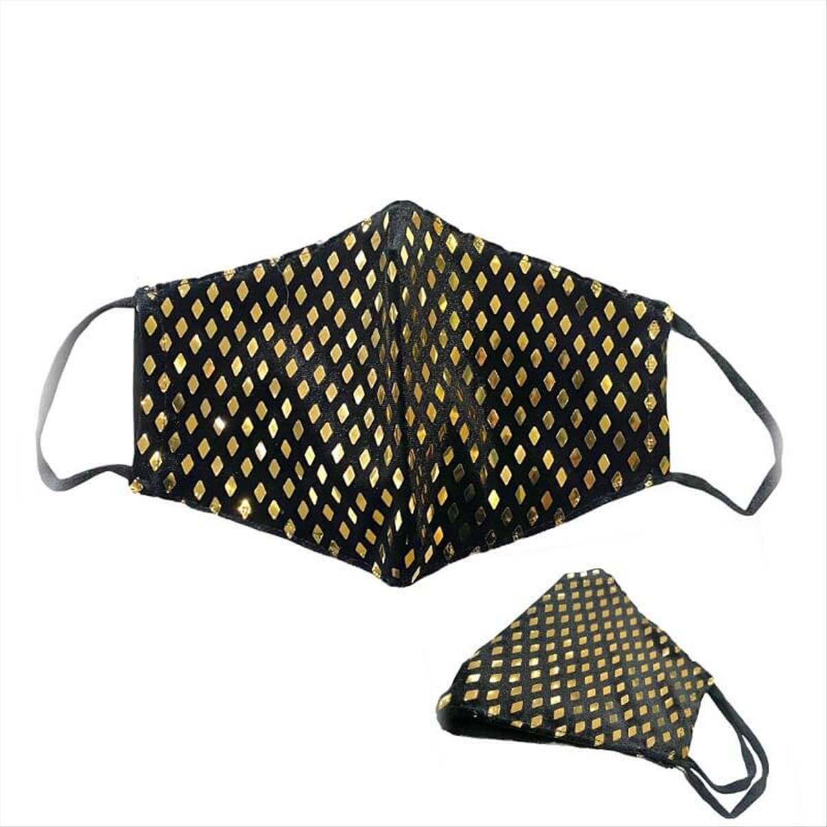 Protection Face Mask Black-Gold Rhombus