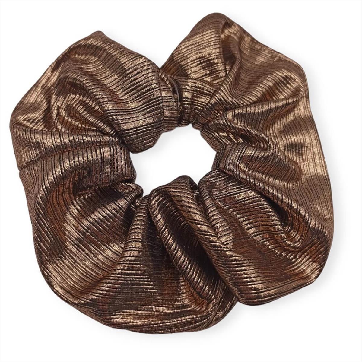 Hair scrunchie shiny bronze