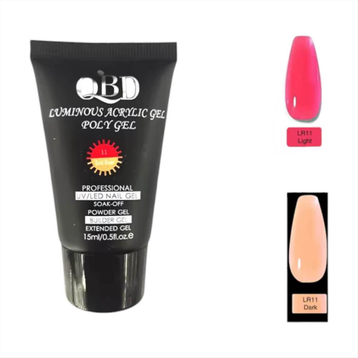 QBD Acrygel Uv/Led Luminous Poly Gel Change Color Red Rose 11 15ml