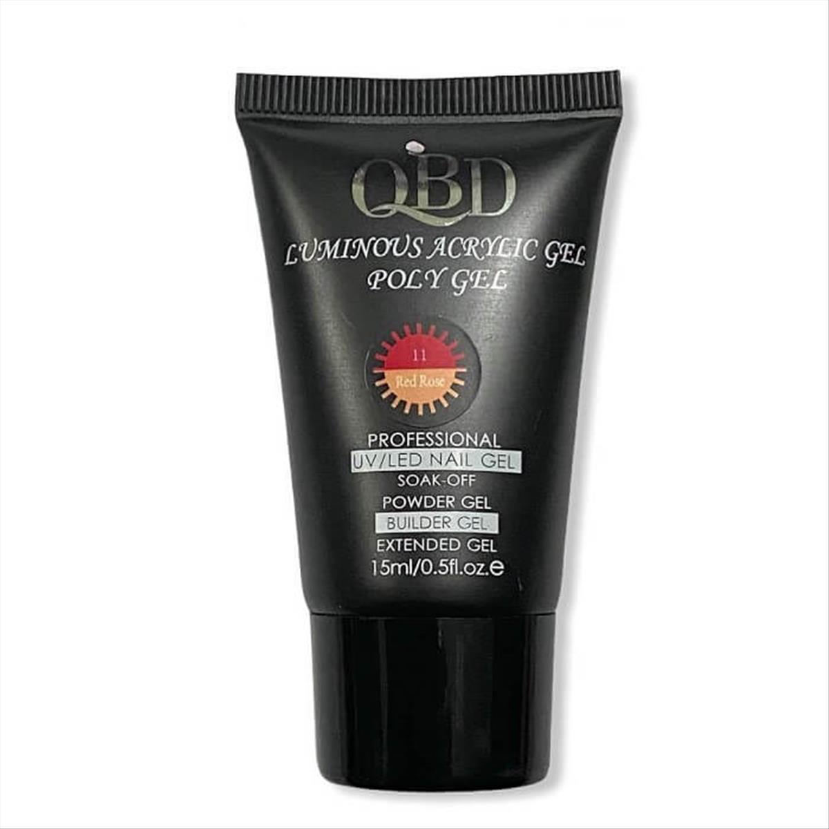 QBD Acrygel Uv/Led Luminous Poly Gel Change Color Red Rose 11 15ml