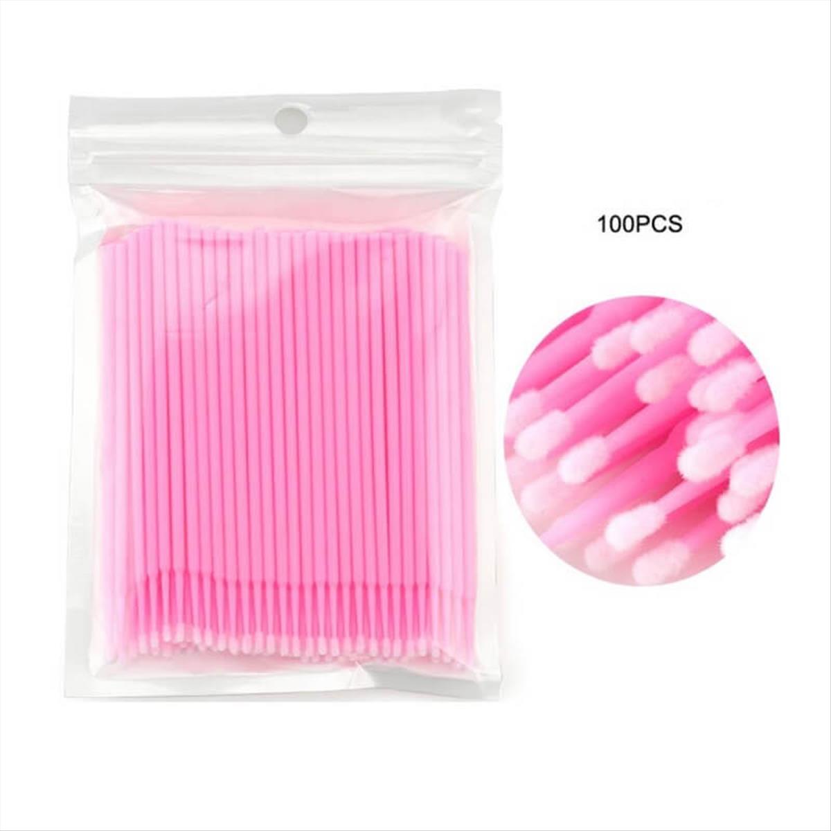 Eyelash Brush Microbrushes Extention 1.5mm Disposable Pink 100pcs