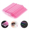 Eyelash Brush Microbrushes Extention 1.5mm Disposable Pink 100pcs