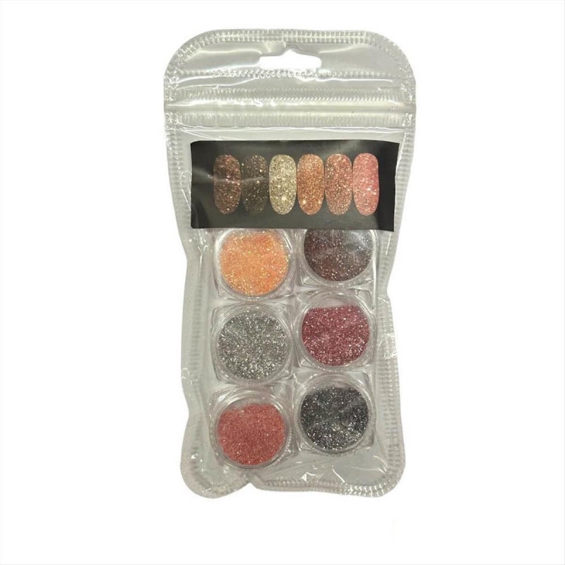 Nail Decoration Glitter Set of 6 items