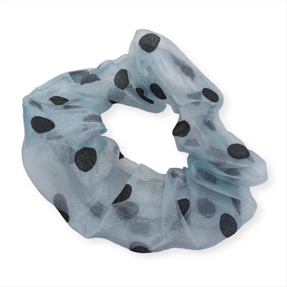 Hair scrunchie tulle dots blue