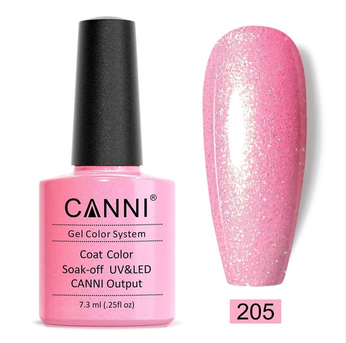 Canni Soak Off Uv/Led 205 Glitter Pink - 7.3ml