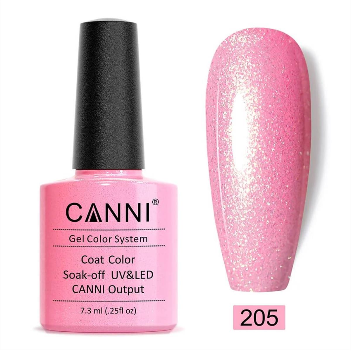 Canni Soak Off Uv/Led 205 Glitter Pink - 7.3ml