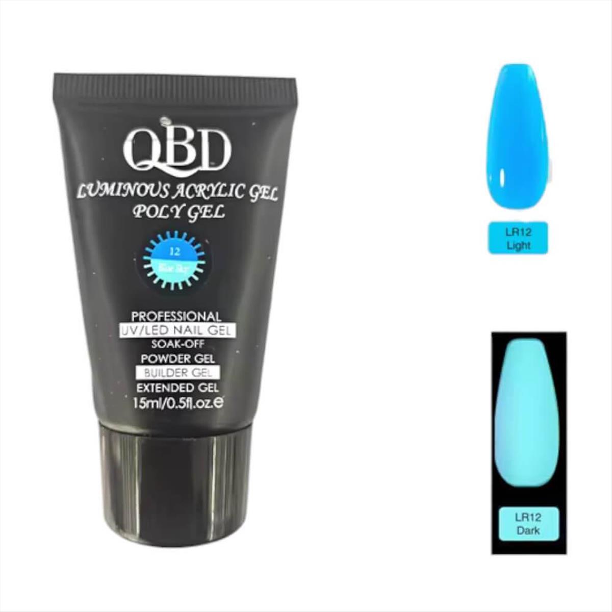 QBD Acrygel Uv/Led Luminous Poly Gel Change Color Blue Sky 12 15ml