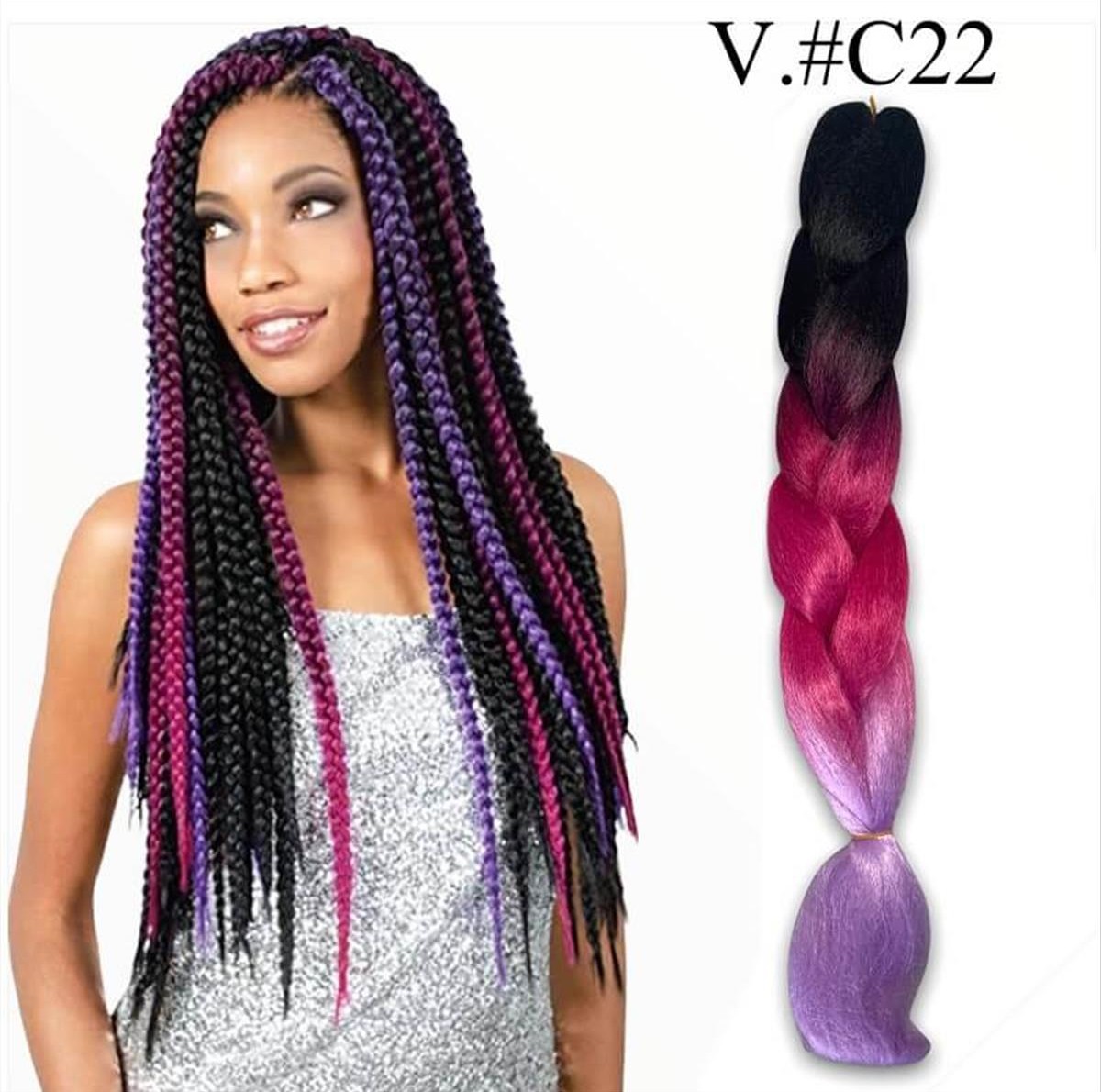 Μαλλιά για Ράστα Jumbo Braid V. #C22 125cm