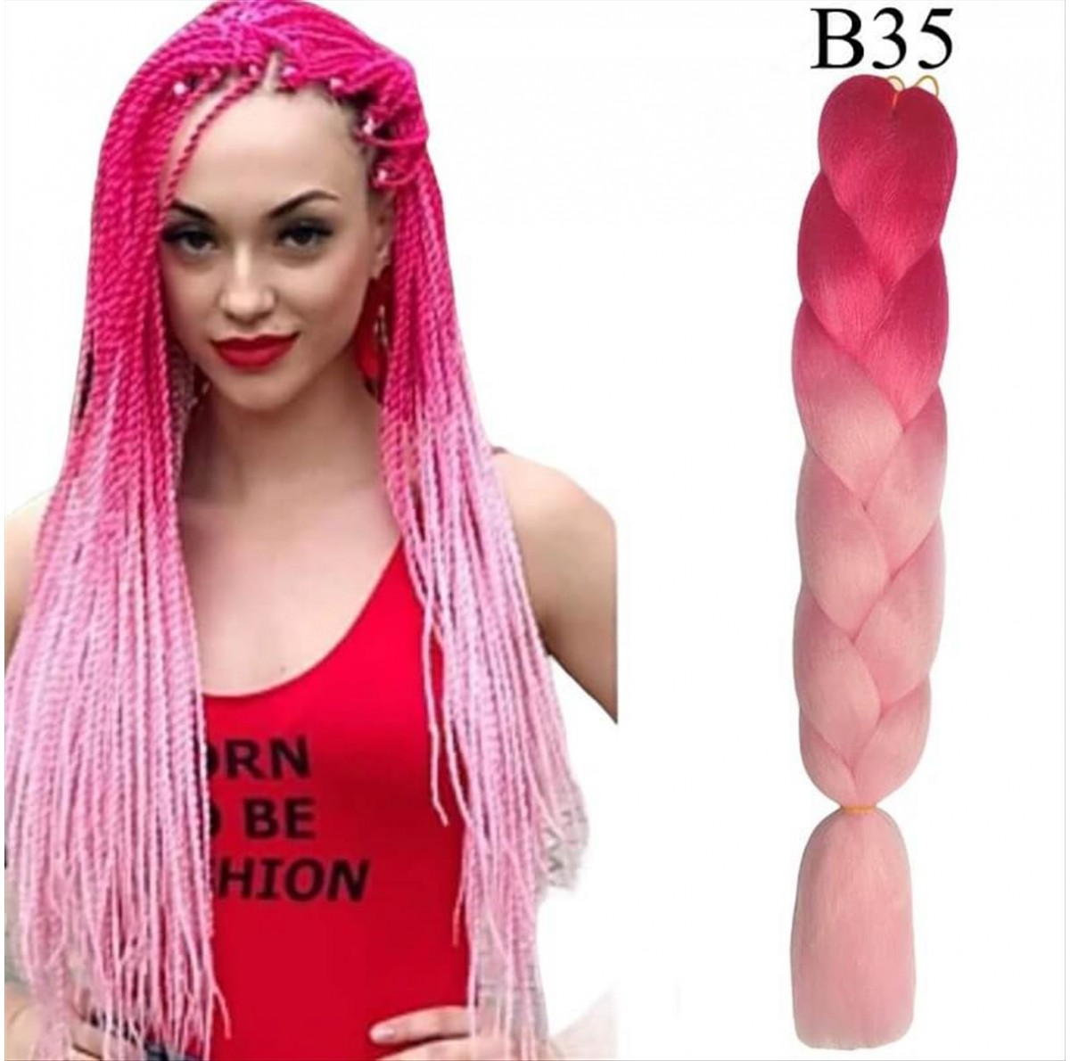 Hair  Jumbo Braid B35 Ombre Fuchsia Pink 125cm