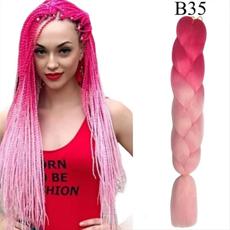 Μαλλιά για Ράστα Jumbo Braid B35 Ombre Fuchsia Pink 125cm