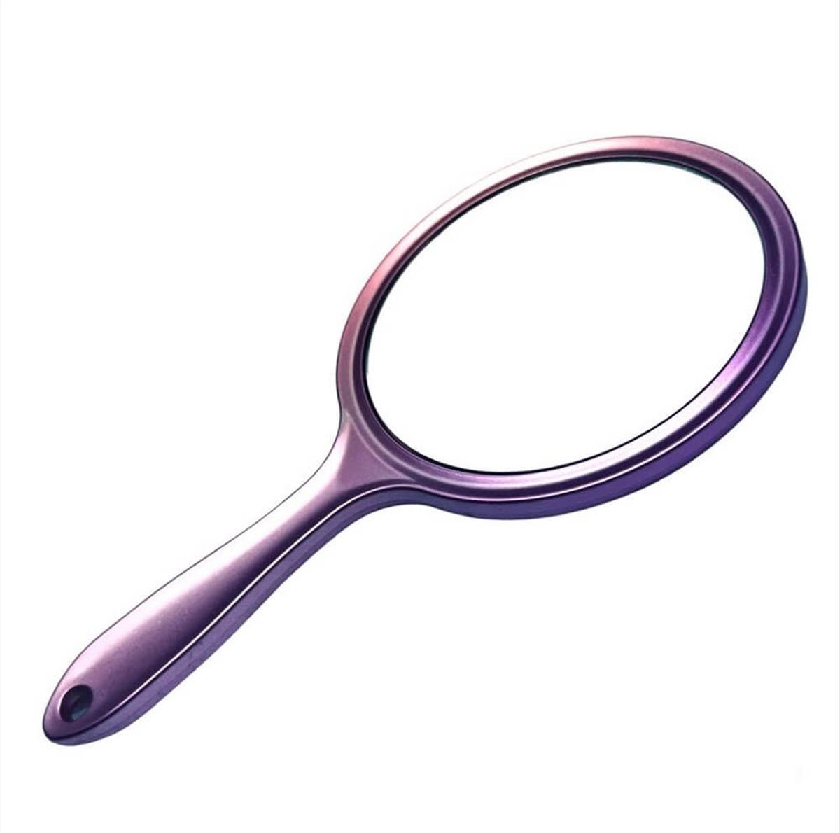 Two-Sided Round Mirror with Handle Purple