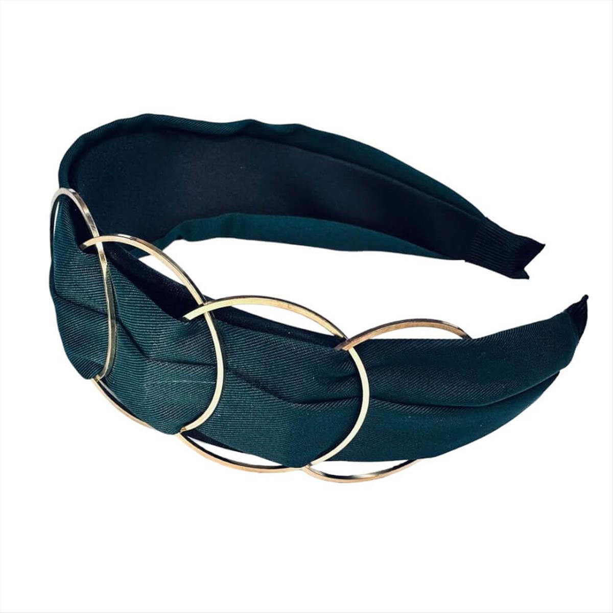 Women's Wide Hair Clip with Rings Dark Green