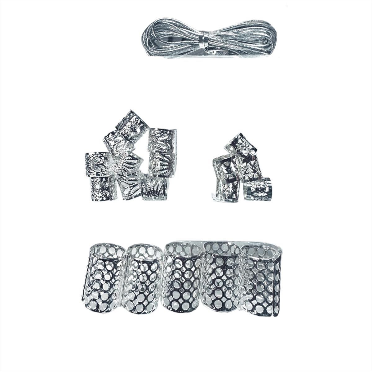 Decorative Hair Rings Mix Size Kit1 Silver