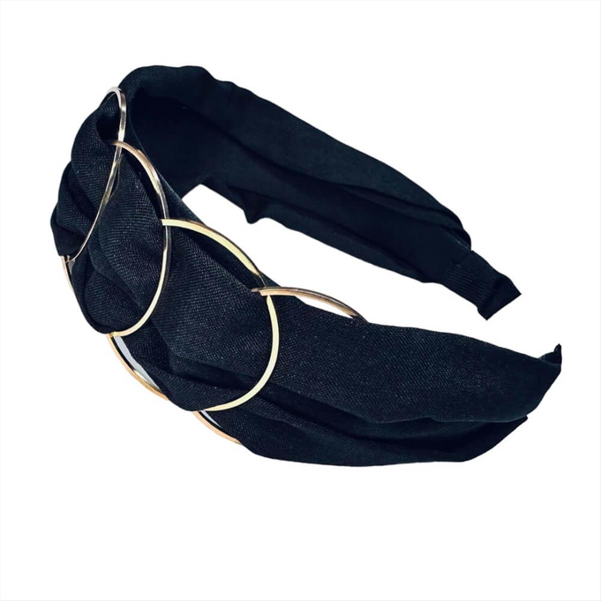 Women's Wide Hair Clip with Hoops Black